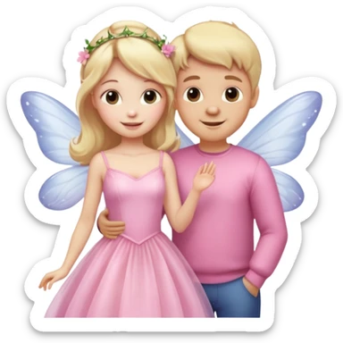 Teddy and fairy as a couple fairy in pink dress sticker
