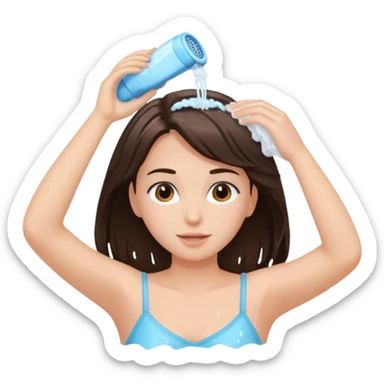 Beautifull brunette girl wash het hair sticker