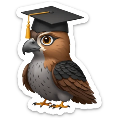 falcon with a black grad cap - semi realistic sticker