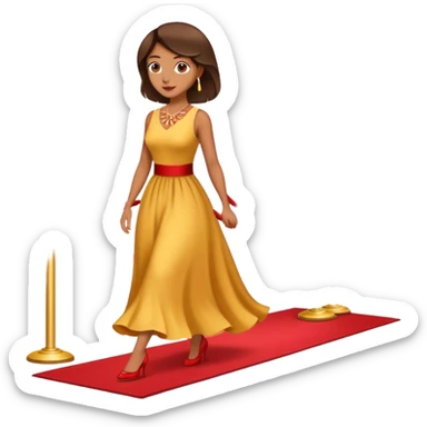 woman in beautiful dress walking a red carpet sticker