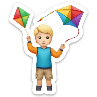 little kid with kite sticker