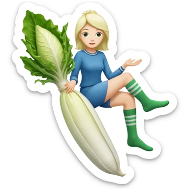  👩🏼 en chaussette, dans une endive géante, sticker