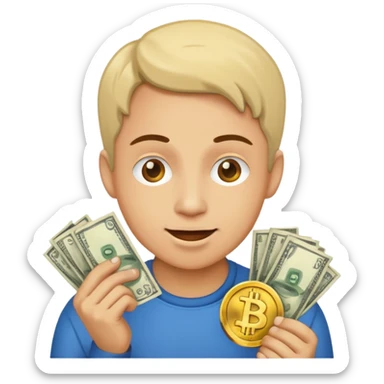 jew being mischievous with money and bitcoin sticker