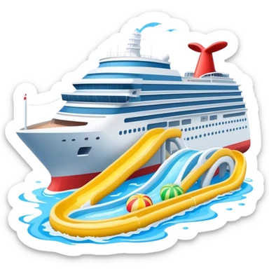 Cruise ship with water slides  sticker