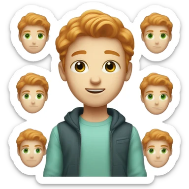 A young guy with light ginger hair and light blue-green eyes sticker
