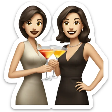 rich caucasian women two friends sipping martinis brunettes sticker