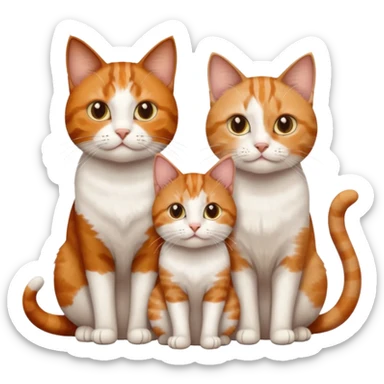 3 sibling cats all different natural colours; 1 is ginger and white, the next is brown tabby and white and the third is a calico sticker
