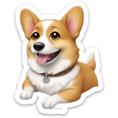 Un corgi escribiendo en una lapt sticker
