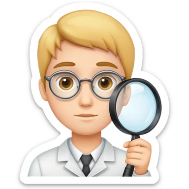 student with a magnifying glass sticker