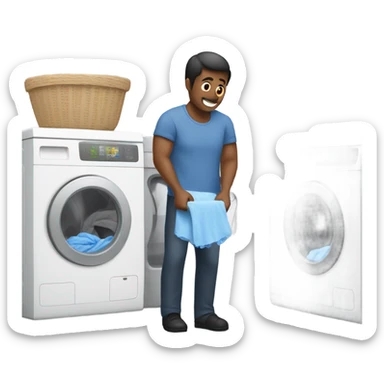 Man doing laundry sticker