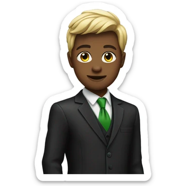 school prefect wearing a black suit with a green shirt inside sticker