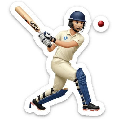 Right handed cricketer playing a cover drive shot with a cricket bat sticker