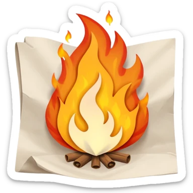 paper sheet with dialogue lines and small fire symbol sticker