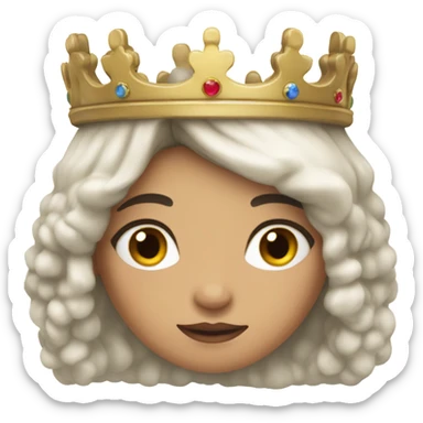 Queen with crown and messy long black hair and light brown eyes  sticker