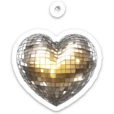Disco ball heart sticker