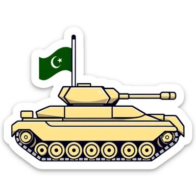 Pakistani military tank with Pakistan flag colors sticker