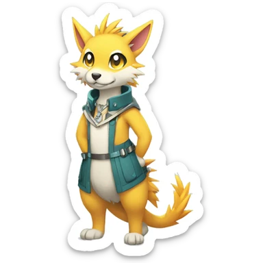 Anthro Sona Fakemon with a spiked collar Full Body sticker