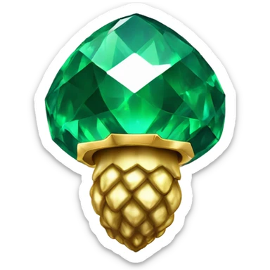 sparkling emerald Acorn like diamond with stem made of gold sticker