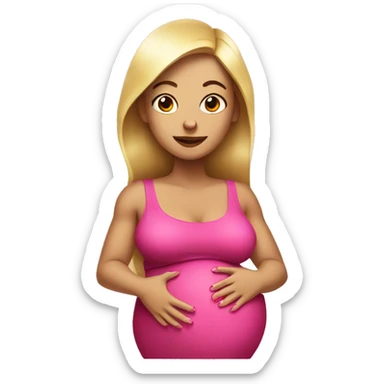 Strong woman with pink nails and pregnant sticker