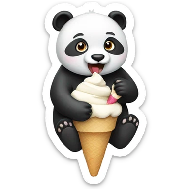 Panda eating ice cream sticker