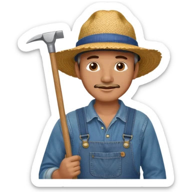 Farmer man – Straw hat, hoe on shoulder
 sticker