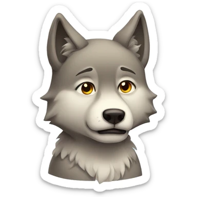 Sad wolf cute sticker