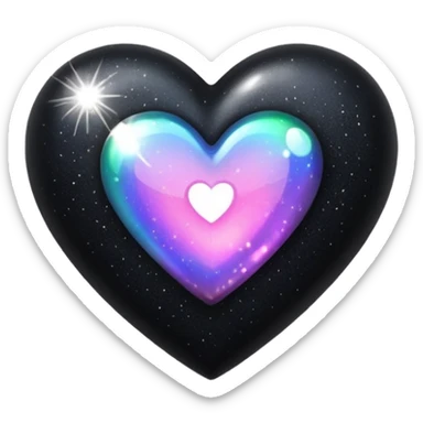 black sparkle heart sticker