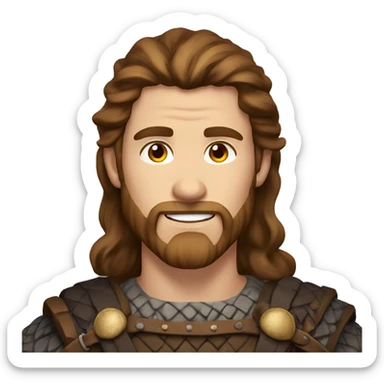 Attractive viking man with long brown hair brown eyes and stubble sticker