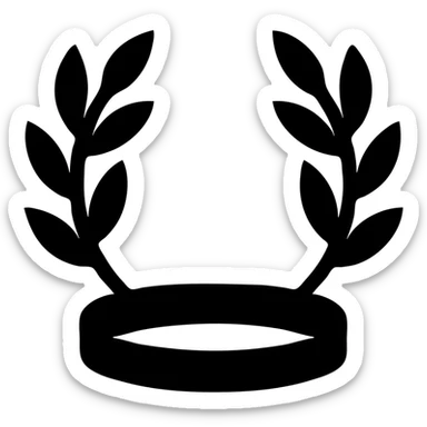 minimal icon of a Greek god crown with some perspective in silver color sticker