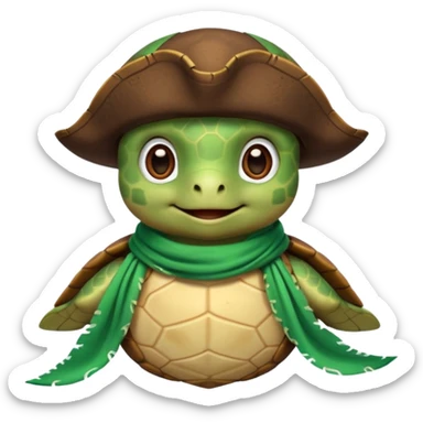 cute sea turtle wearing a gren pirate scarf sticker