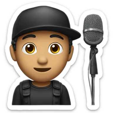Stand Up actor width skin with microphone in a black cap sticker