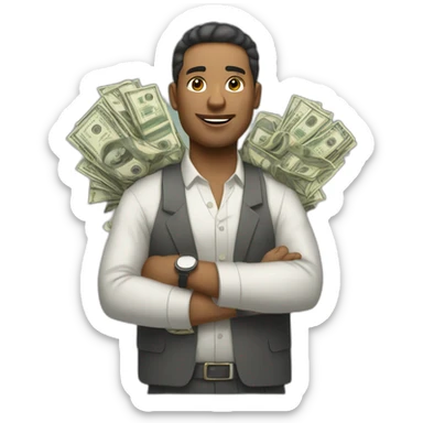 trader with a lot of cash money sticker