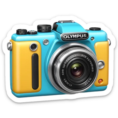 Transform this into a stylized 3D emoji-style icon of a retro [Olympus Stylus 300 Digital] sticker