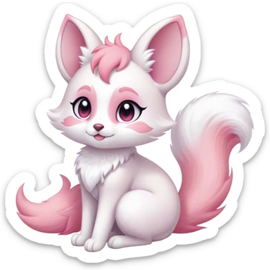 Kawaii bright fantasy ethereal anthro fursona animal with a tufted tail and round ears sticker
