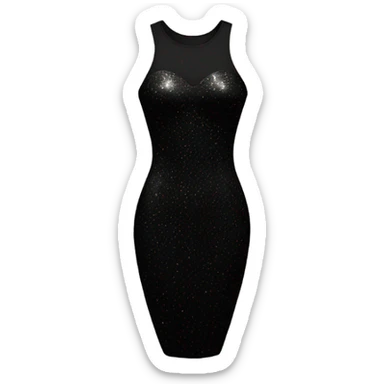 sparkly short black bodycon dress floating in the air sticker