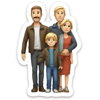 European Family with mum and dad and three boys sticker