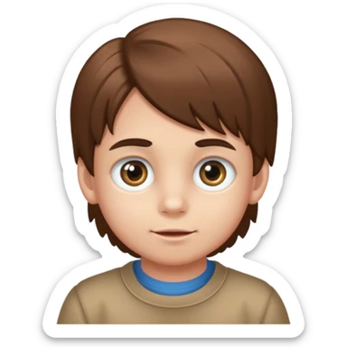 QUIERO QUE ME HAGAS A UN NIÑO DE 6 AÑOS, TIENE LA MELENITA UN POCO LARGA, LA CARITA ESTRECHA Y MOFLETES MUY BONITOS, OJOS MARRONES Y IEL CLARA sticker