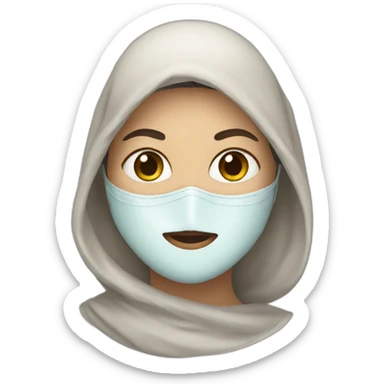 Woman wearing a mask and head covering  sticker