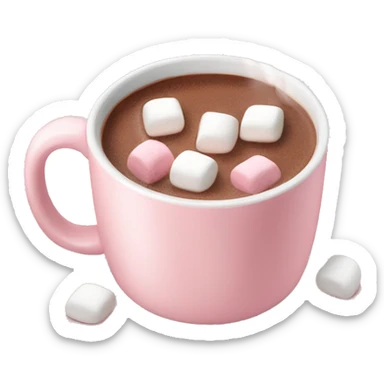 Light Pink mug of hot chocolate with marshmallows  sticker