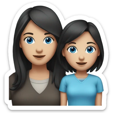 Mother with black hair and blue eyes, dad black hair and blue eyes and two daughters with brown hair and blue eyes sticker