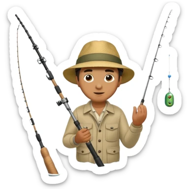 man casting a fishing rod sticker