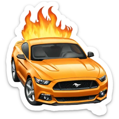 Ford mustang with flames sticker