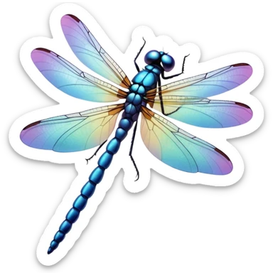 Peaceful Dragonfly change color  keep  black background  sticker