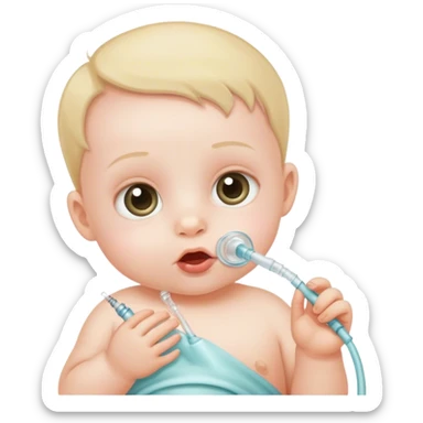 bebe com tubo na boca sticker