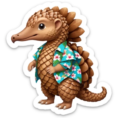 Pangolin with Hawaiian shirt sticker
