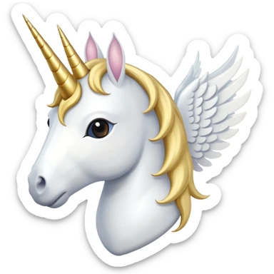 White heart with gold unicorn horn & white wings sticker