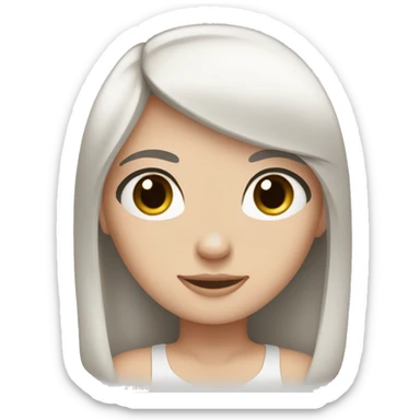 white girl straight black hair, with brown eyes and long dark hair sticker