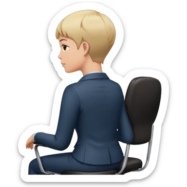 Back of head sitting on an office chair sticker