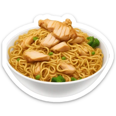 chicken chow mein in a bowl sticker