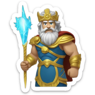 zeus, king of the gods holding a lighting bolt sticker